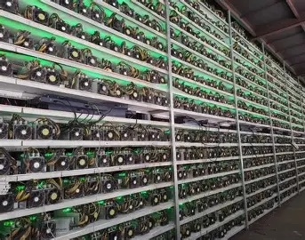 Picture of a mining farm showing efficient cooling systems