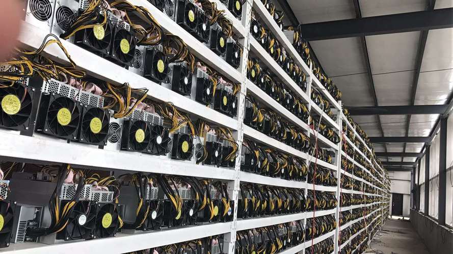 An dynamic view of a modern mining rig setup in a hosted environment, highlighting efficiency and profit potential
